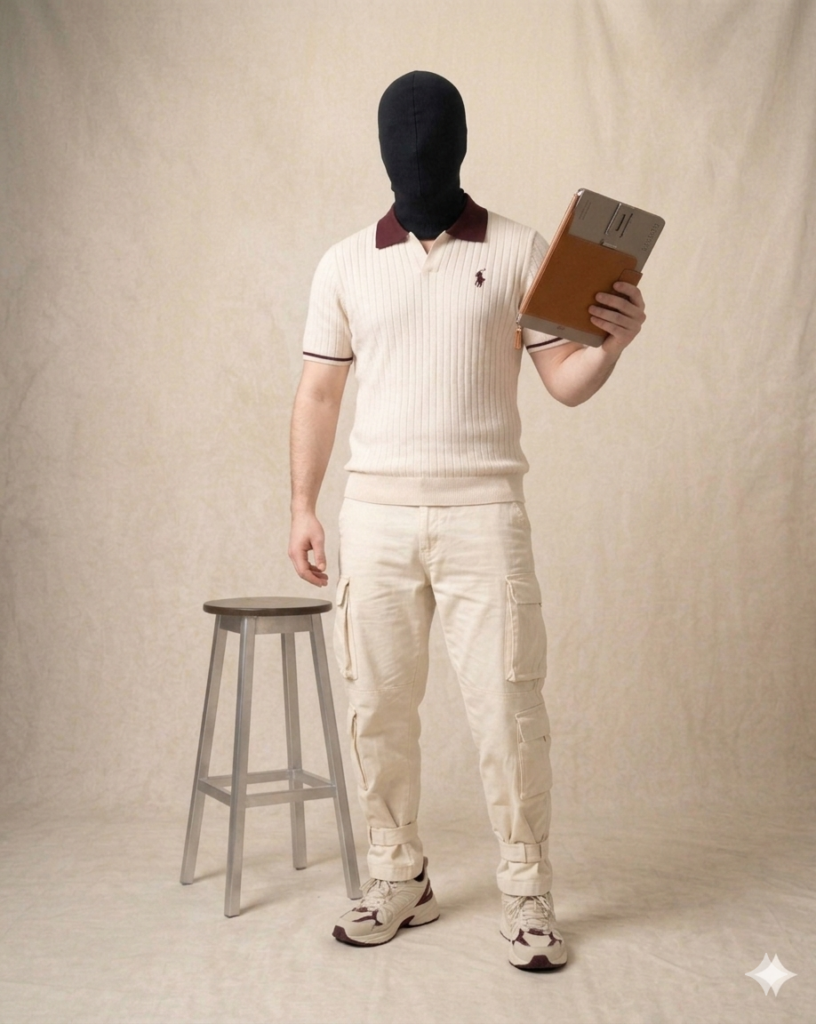 The terrivo  Signature Ribbed Polo – Ivory Cream