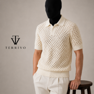 Cream Knit Polo Shirt