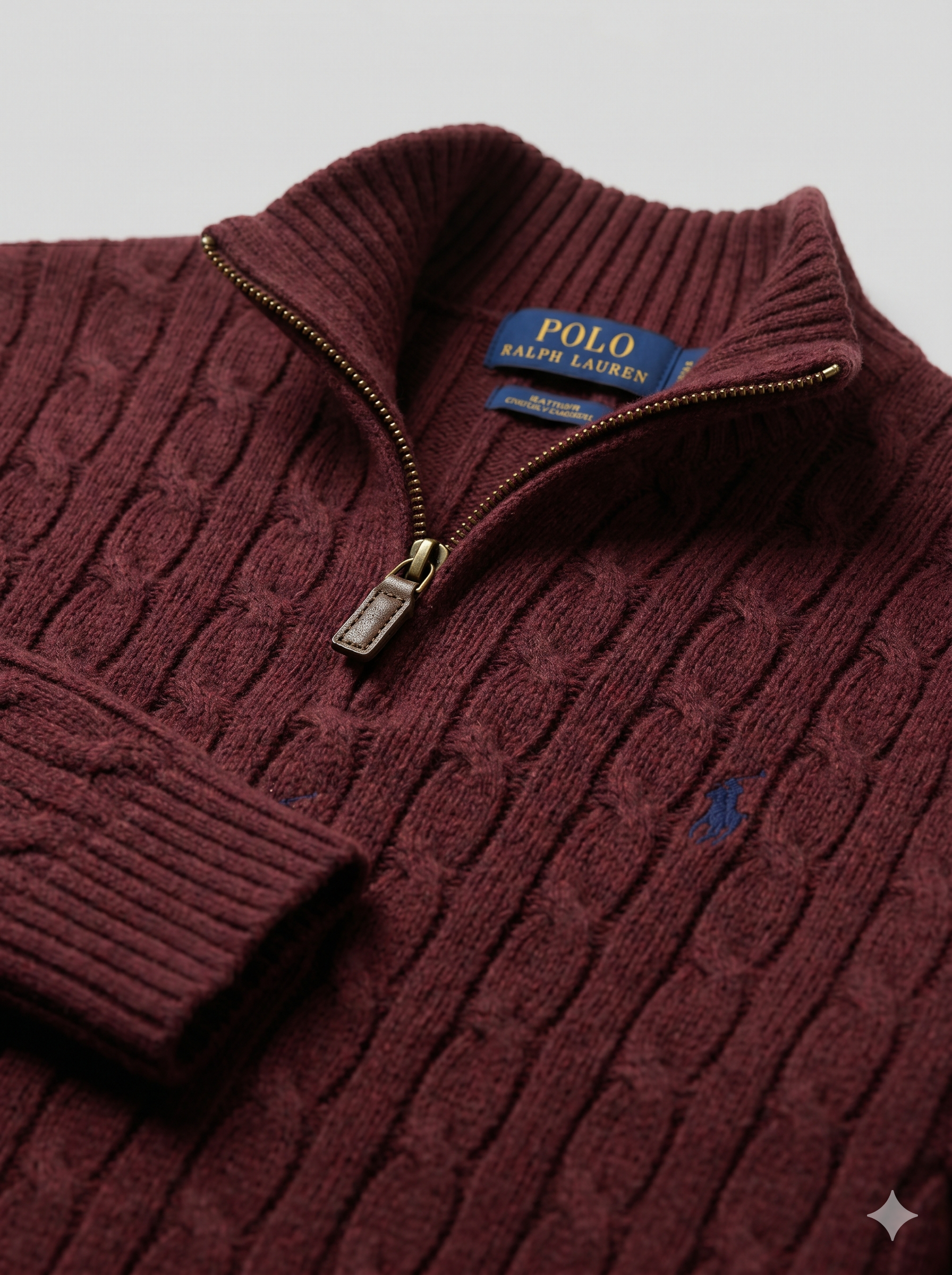 Premium Burgundy Cable Knit Quarter-Zip Sweater | Luxury Knitwear | Terrivo - Image 4